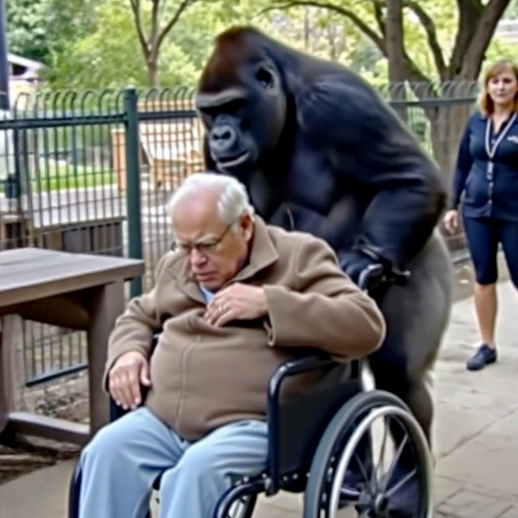 Gorilla Approaches Man in Wheelchair at Zoo, Grabs Handles in Unexpected Incident