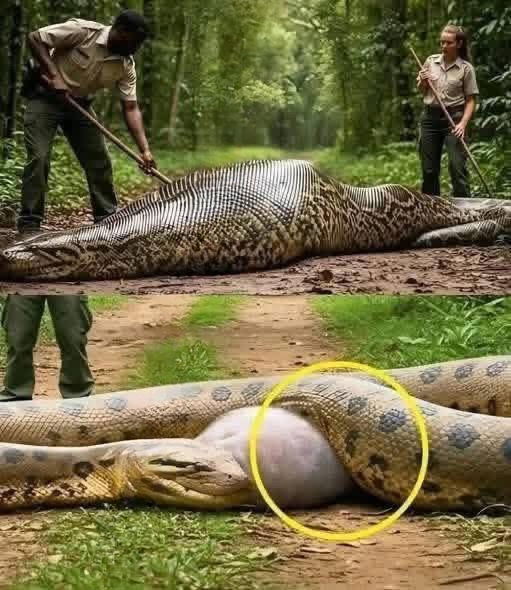 Park Rangers Make Shocking Discovery After Finding Giant Green anaconda Near Riverbank