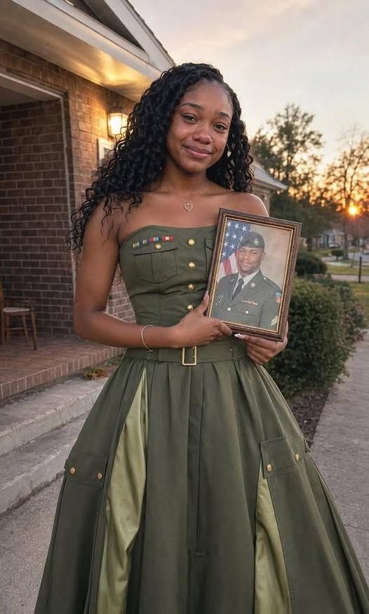 Teen Honors Late Army Father With Handmade Prom Dress — Then an Unexpected Visitor Changed the Entire Night
